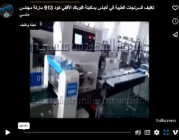 تغليف السرنجات الطبية في أكياس بماكينة فلوباك الأفقي كود 913 ماركة مهندس منسي